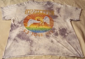 Led-Zeppelin U.S. Tour 1975 Tie-Dye White and Gray Graphic T-Shirt ONE SIZE - Picture 1 of 4