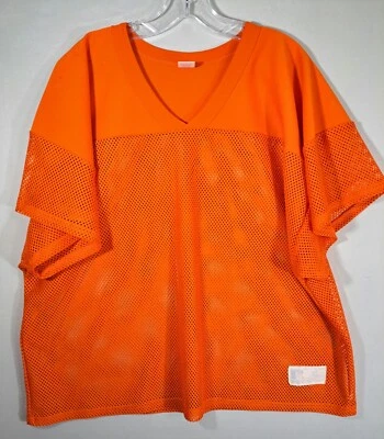 Camiseta deportiva de práctica de fútbol americano Russell en blanco talla XL malla naranja vintage Foto 1 de 4