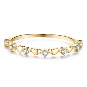 Round Full 0.1ct Natural Diamonds Band Ring Fine Jewelry Solid 18k Yellow Gold - Picture 1 of 10
