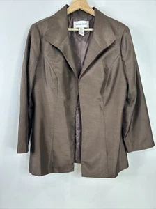 Victor Costa Women’s 14 Brown Solid Long Sleeve Classic Blazer Jacket - Picture 1 of 11