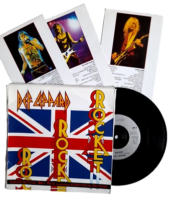 NM/EX Def Leppard Rocket Ltd Ed (7" VINYL 45) 1988  (Britpack Box + 6 Factfiles) - Image 1 of 2