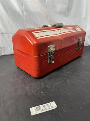 VINTAGE RARE SIMONSEN RALLY LINE TOOL BOX RED STEEL METAL WITH TRAY 19" LONG - Image 1 of 4