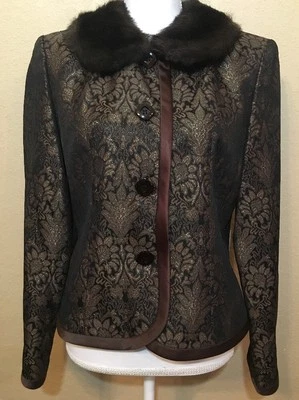 Blazer ENRICO BALDINI Imitación Piel Metálica LS Mujer Talla 10 Dorado Marrón Foto 1 de 4