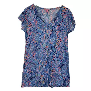 Vestido Lilly Pulitzer Duval Tic Tac Azulejo Talla Grande Pequeña 24158 Manga Corta - Imagen 1 de 5