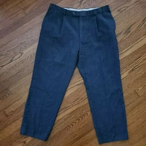 Hart Schaffner Marx Dress Pants Wool Mens 38 Pleated Windowpane Blue Classic Fit - Picture 1 of 8