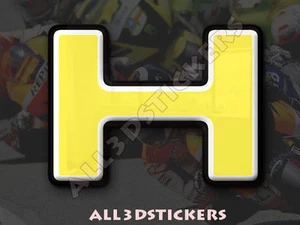 3D Stickers Resin Domed LETTER H - Color Yellow - 25 mm(1 inch) Adhesive Decal - Picture 1 of 1