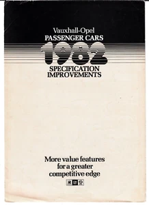 Vauxhall Opel Specification Improvements 1981-1982 UK Market Salesmans Brochure - Picture 1 of 2