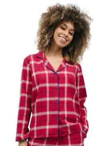 Cyberjammies Red Check Long Sleeve Pyjama Top for Women, Machine Washable, UK 8 - Picture 1 of 7