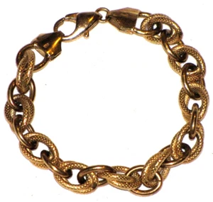 925 Italy Sterling Silver Bracelets Gold Plated Braided Chain Womens 6.5" Vtg - Picture 1 of 24