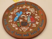 Vintage  Enesco Wood kitchen plaque--Dutch couple--with tag--Japan-ready to hang