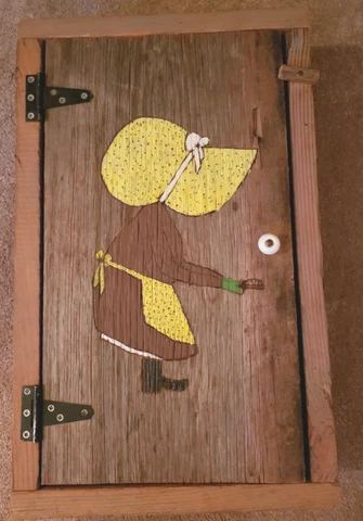 Vintage Holly Hobbie Small handmade solid wood primitive,   hanging Wall Cabinet Cover