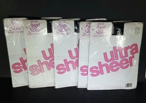 Eros Angel Skin Ultra Sheer 100% Nylon 100-160 lbs Jet Black Pantyhose Lot of 5 - Picture 1 of 9