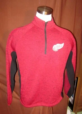 Detroit Red Wings Mens 1/4-Zip Long-Sleeve Heavy Shirt, Red, Poly,  Size M, EUC - Image 1 of 4