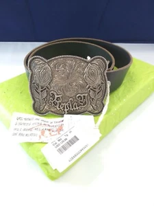 Replay Brown 100% Leather Belt Mens Size 95  Large Sliver Buckle $125 Retail - Picture 1 of 4