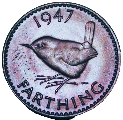 Great Britain Farthing, 1947 Gem Unc~Wren~Excellent~Free Shipping - Image 1 of 2