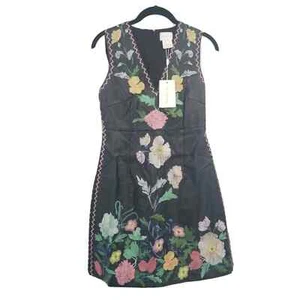 Foxiedox Women's 4 Vegan Faux Leather Floral Embroidered Dress Stunning Party - Picture 1 of 11