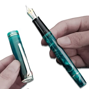 2023 Hongdian N2 Green Resin Fountain Pen Beautiful Cap EF/F/M Nib Writing PensA - Picture 1 of 8