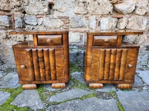Art Deco bedroom nightstands, genuine antique 1920s bedside nightstands - Picture 1 of 10