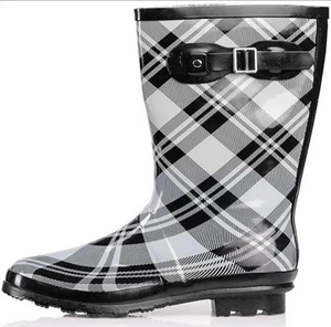 Women's Hurricane Rain Boots Rubber Printed Mid Height Mid Calf Snow Rainboot - Picture 1 of 3