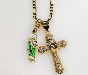Cruz San Judas Doble Colgante Dijes Crucifijo 3mm Chapado Collar Cruz Juditas - Imagen 1 de 7