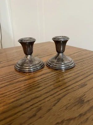 VINTAGE REVERE SILVERSMITHS STERLING SILVER PAIR WEIGHTED CANDLESTICK HOLDERS - Image 1 of 4