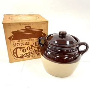 VNTG Western Stonewear Monmouth Bean Pot w/Lid Buff/Brown - Picture 1 of 6