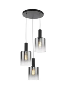 RP £189.00 John lewis Där Savannah 3 Pendant Cluster Ceiling Light, Black/Smoked - Picture 1 of 8