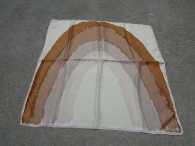 Bufanda cuadrada vintage VERA 100 % acetato beige marrón gris arco iris rayas 22" Japón Foto 1 de 4