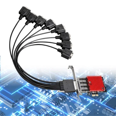 RS232 Serial Port 8-Port PCIE Serial Expansion card Expansion Adapter Riser Card - Image 1 of 4