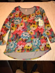 LuLaRoe Lynnae Long Sleeve Shirt Top Size XX Large NWT XXL Painted Flowers NEW - Picture 1 of 5