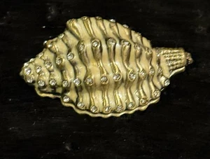 Enameled Sea Shell Trinket Box with Blingy Stones 2 1/2" - Picture 1 of 5