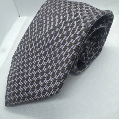 Corbata de seda Brooks Brothers Makers púrpura y negra de diseñador Foto 1 de 4