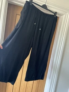 YOURS Lovely Black Colour Linen Blend Trousers UK 20 - Picture 1 of 9