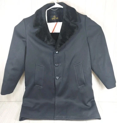 Chaqueta de invierno vintage Zero King cuello de piel para hombre talla 38 mediana años 70 negra azul Foto 1 de 4