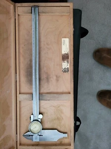 Helios Germany 13" Dial Calipers Deep Leg Ex Cond W/ Wood Case - Picture 1 of 2