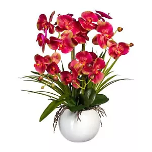 künstliche Orchidee REAL TOUCH H. 54cm pink in weißer Kugelvase GASPER - Bild 1 von 1
