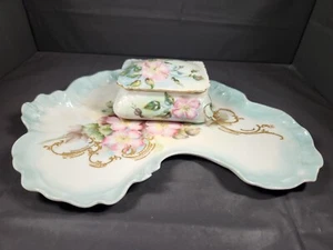 Vintage Haviland JP Limoges France hand painted vanity dresser tray porcelain - Picture 1 of 17
