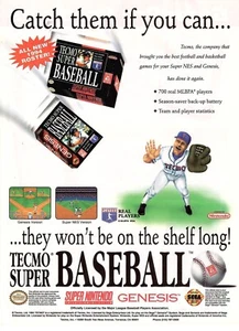 VINTAGE 1994 Techno Super Baseball Sega Genesis Video Game Print Ad - Picture 1 of 1