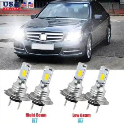 For 2008-2017 Mercedes-Benz C300 Front LED Headlight 4X Bulbs High-Low beam - Image 1 of 4