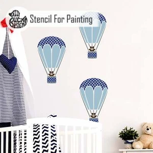 Plantilla de muebles de pared de vivero globo de aire caliente arlequín reutilizable de pato mareado - Imagen 1 de 2