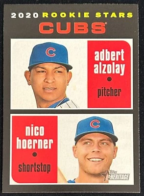 2020 Topps Heritage Nico Hoerner, Adbert Alzolay Cubs Rookie Stars #121 - Image 1 of 2