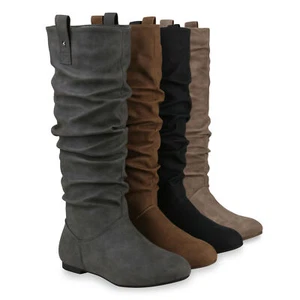 Damen Schlupfstiefel Warm Gefütterte Stiefel Nieten Winter 820242 Schuhe - Bild 1 von 10