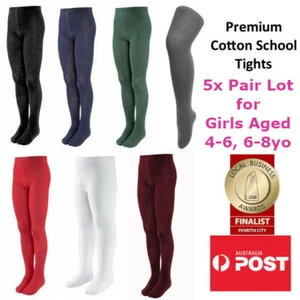 Premium Cotton School Tights Girls Winter Tights for 4-6, 6-8 Years Old 5x PAIRS - Picture 1 of 10