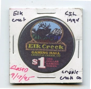 1.00 Token from the Elk Creek Casino Cripple Creek Colorado Chipco - Picture 1 of 2