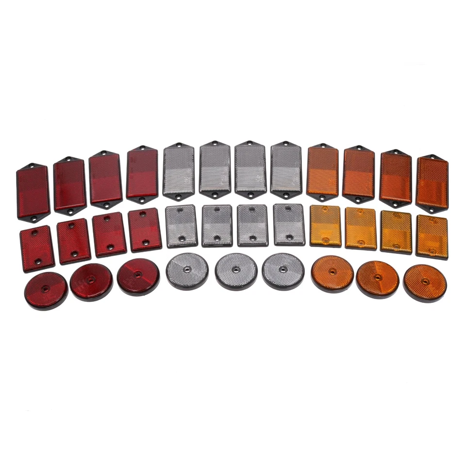Red Amber White Reflector Packs for Trailers Fence / Gate Posts Round Large - Image 1 of 1