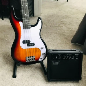 Full-Size Sunburst Bass Guitar Starter Package with 20-Watt Amplifier Glarry GP - Picture 1 of 14