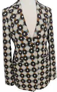 Giacca blazer donna Maliparmi Macro Maze cielo marrone scuro A8179 USA taglia 8 IT 44 - Foto 1 di 22