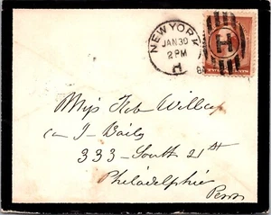 ESTADOS UNIDOS 1884 HISTORIA POSTAL CUBIERTA DE LUTO ADDR PENN CANC NUEVA YORK - Imagen 1 de 2