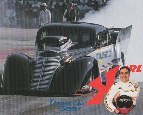 1990's Carl Moyer Musco Lighting '38 Chevy Pro Mod NHRA IHRA postcard Cover