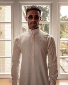 R25 LAWUNG Al-Ameer Adult Men's Thobe Modern Design Arabian Jubbah White - Picture 1 of 4